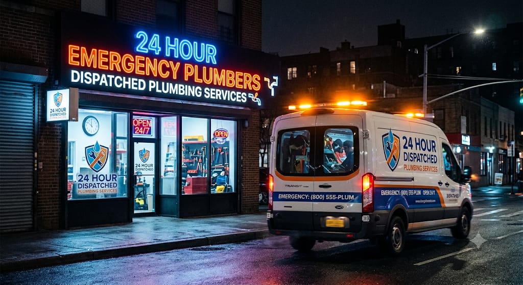 Emergency plumbing van responding to calls 24/7